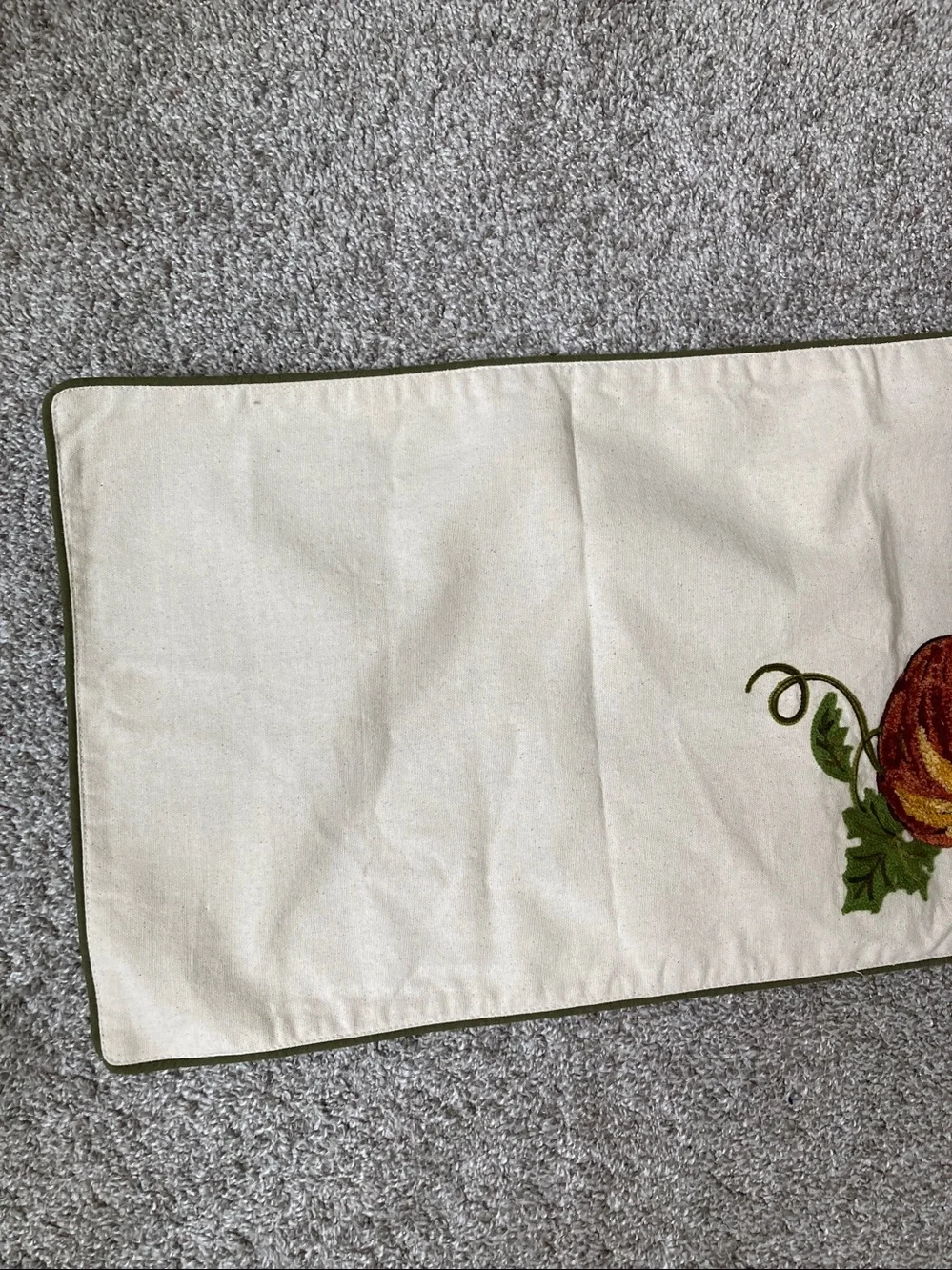 Pumpkin Fall Autumn Harvest Table Runner crewel embroidered Cotton by Domain